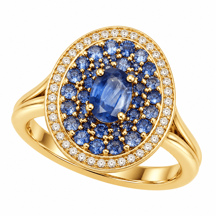 Diamond and Sapphire Dinner Ring - Acadian Estates &amp; CustomRing