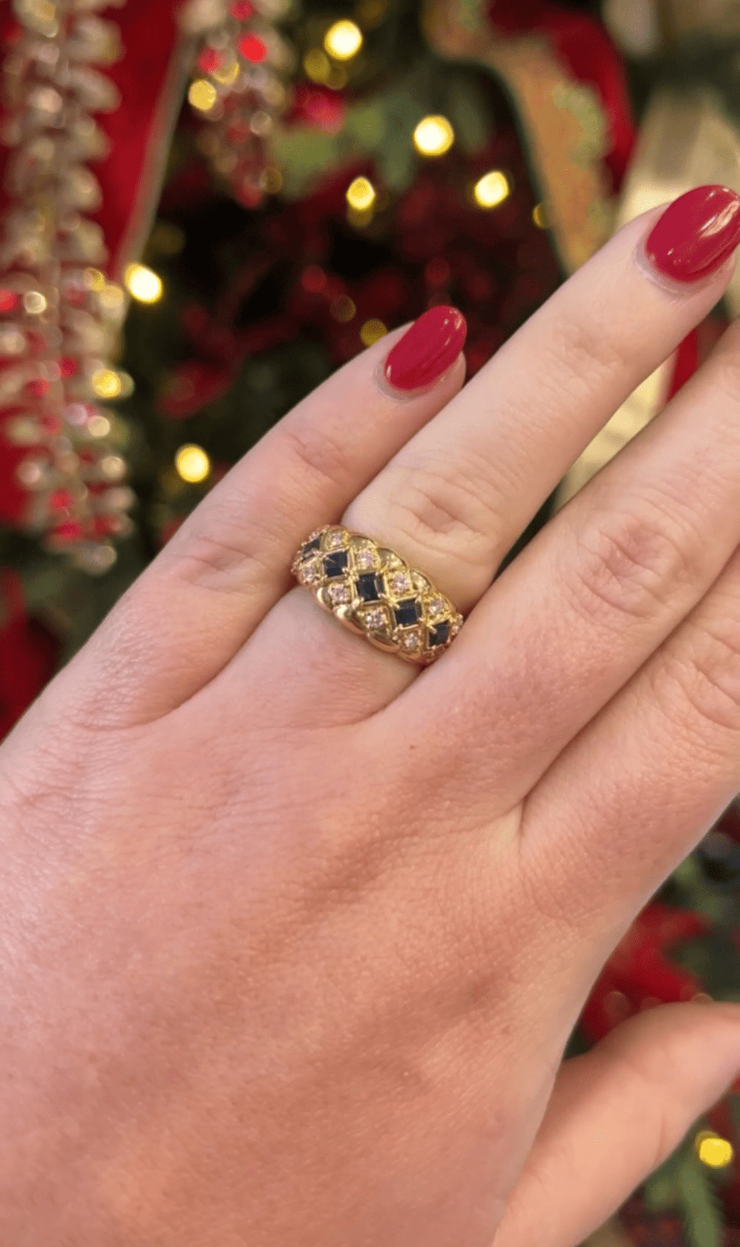 Diamond and Sapphire Dome Ring - Acadian Estates &amp; CustomRing