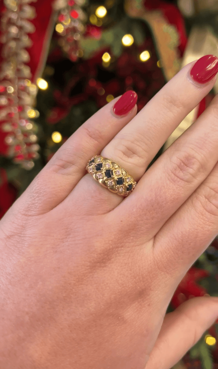 Diamond and Sapphire Dome Ring - Acadian Estates &amp; CustomRing