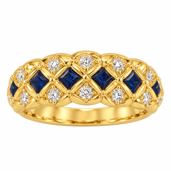 Diamond and Sapphire Dome Ring - Acadian Estates &amp; CustomRing