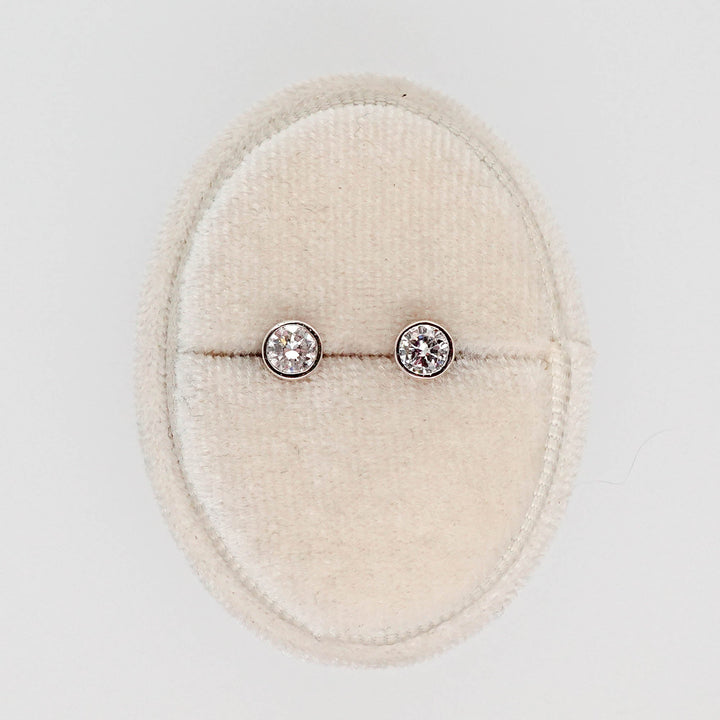 Diamond Bezel Stud Earrings - Acadian Estates &amp; CustomEarrings