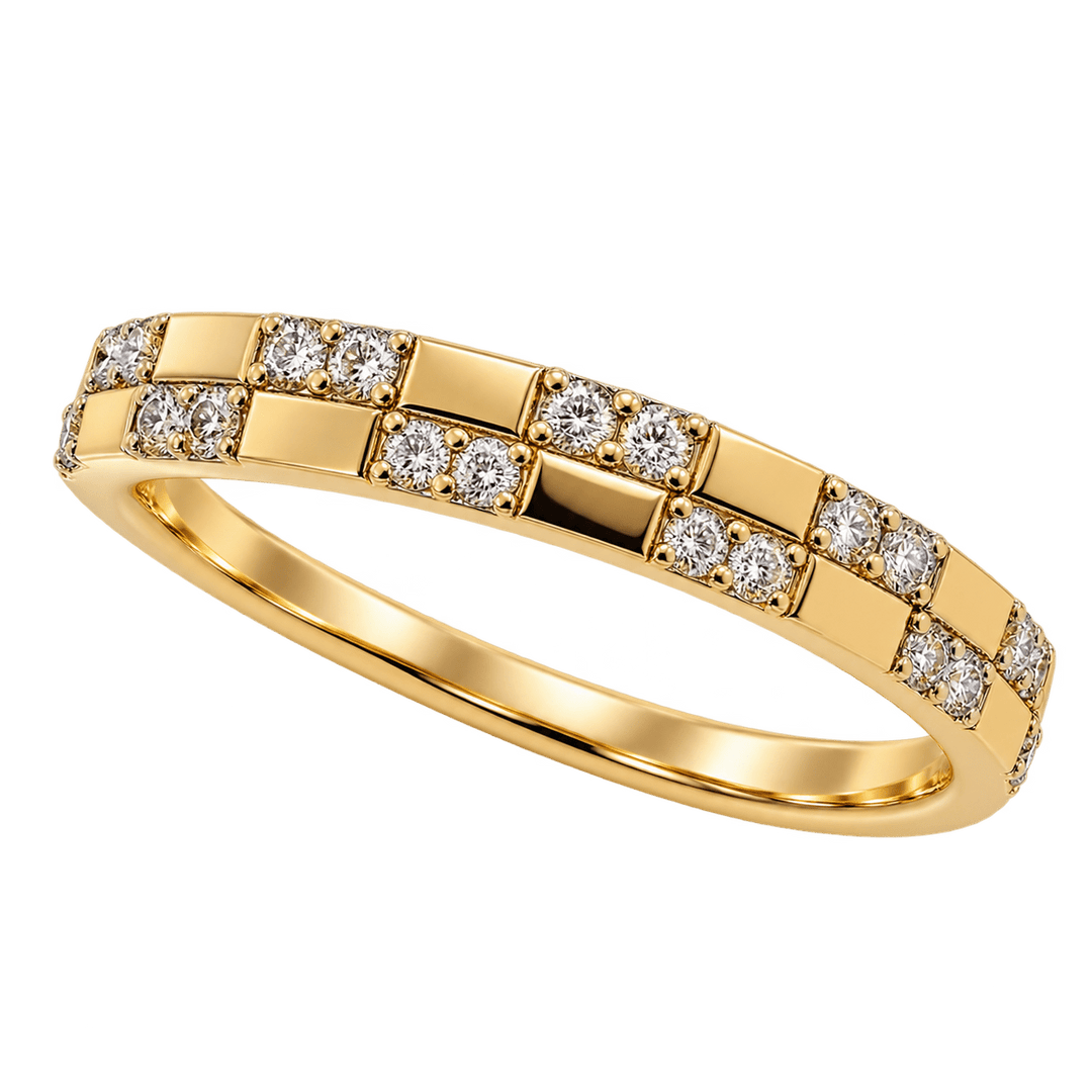 Diamond Checkered Detail Ring - Acadian Estates & CustomRing