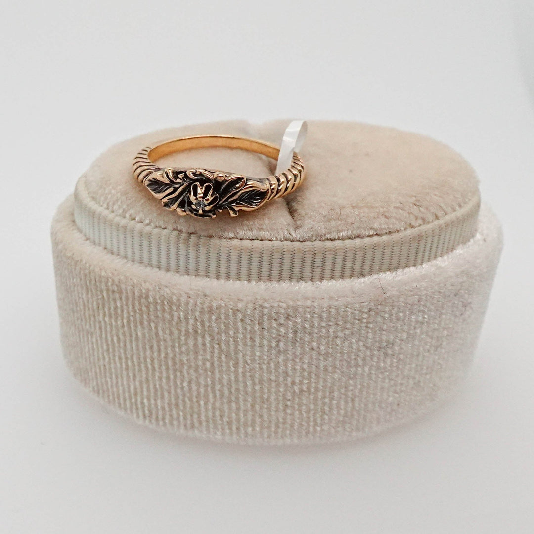 Diamond Flower Ring with Twisted Band - Acadian Estates &amp; CustomRing