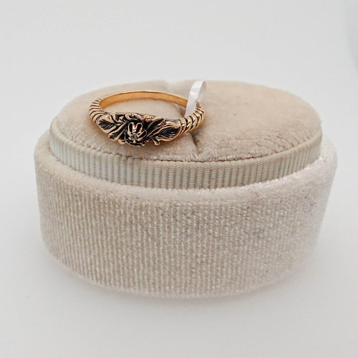 Diamond Flower Ring with Twisted Band - Acadian Estates &amp; CustomRing