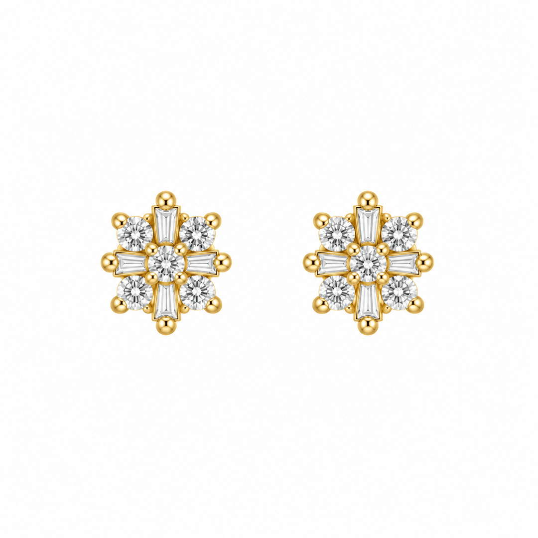 Diamond Flower Stud Earrings - Acadian Estates & CustomEarrings