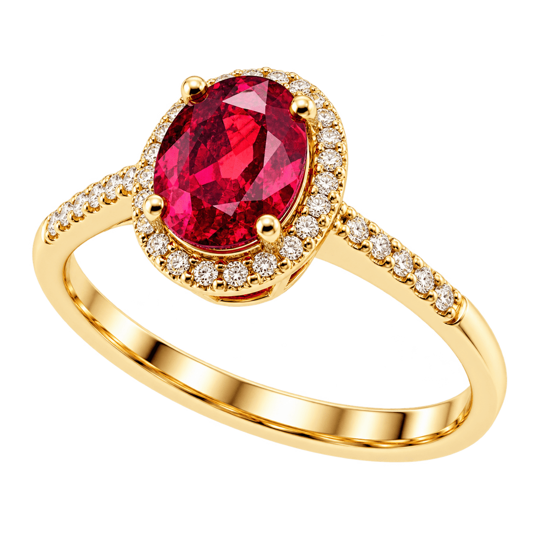 Diamond Halo and Garnet Ring - Acadian Estates & CustomRing
