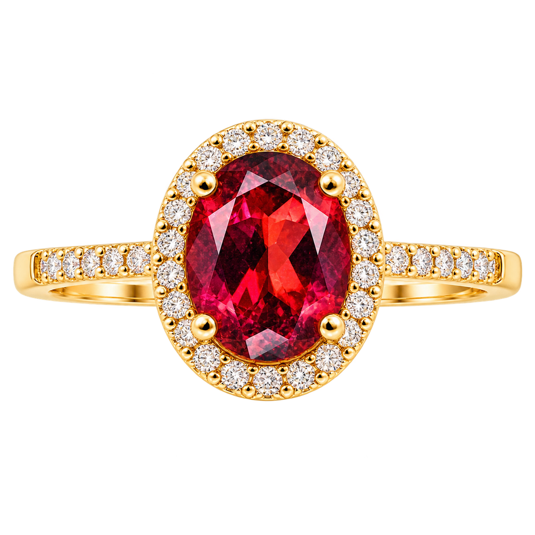 Diamond Halo and Garnet Ring - Acadian Estates &amp; CustomRing