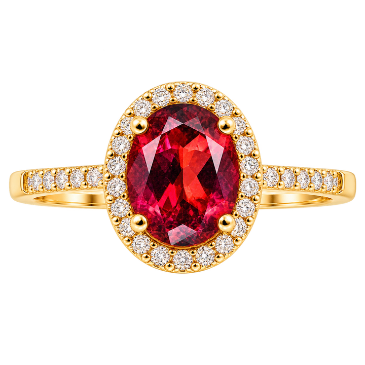Diamond Halo and Garnet Ring - Acadian Estates &amp; CustomRing