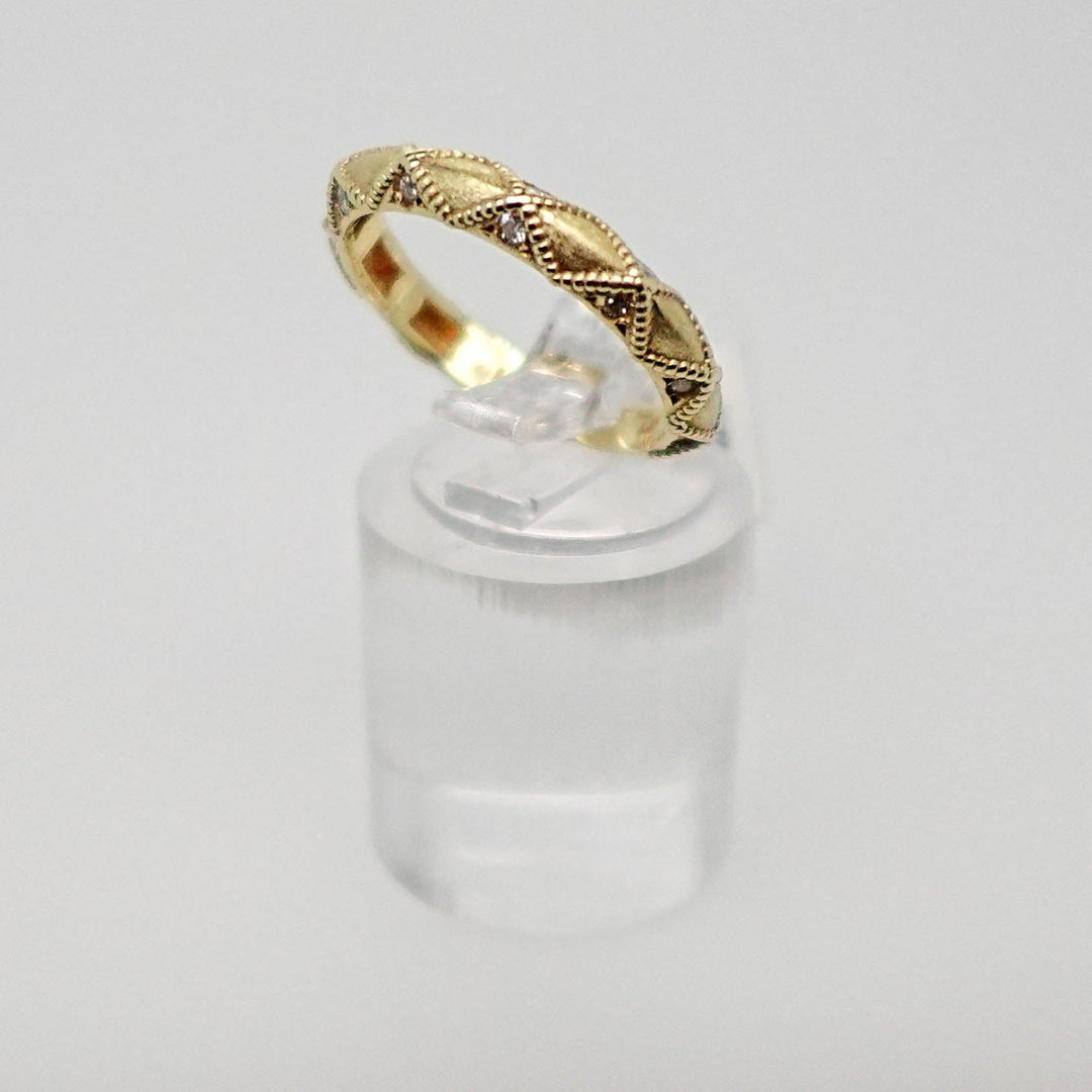Diamond Milgrain Ring with Satin Finish - Acadian Estates &amp; CustomRing