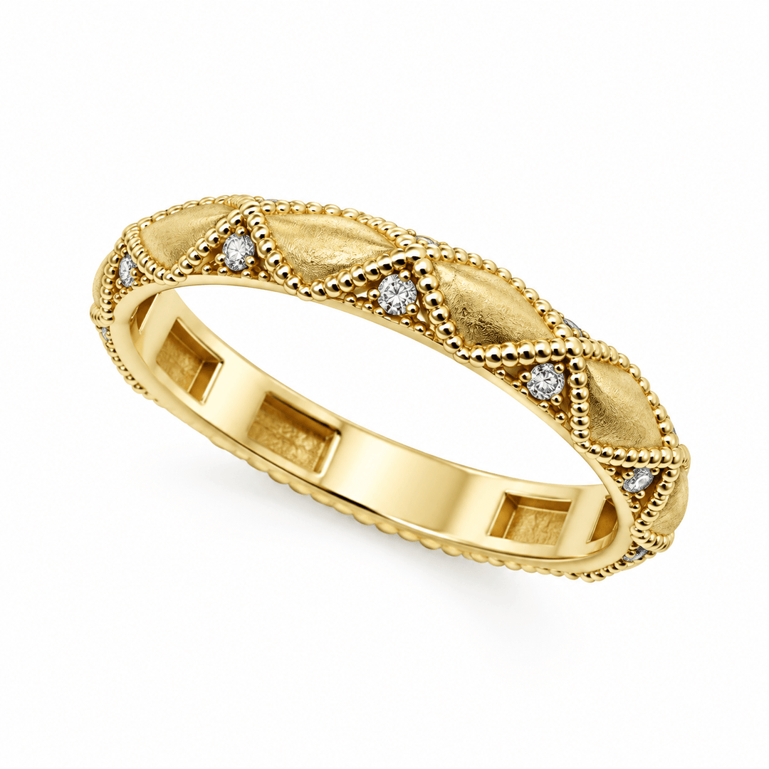 Diamond Milgrain Ring with Satin Finish - Acadian Estates &amp; CustomRing