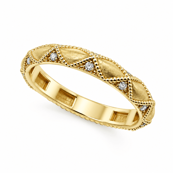 Diamond Milgrain Ring with Satin Finish - Acadian Estates &amp; CustomRing
