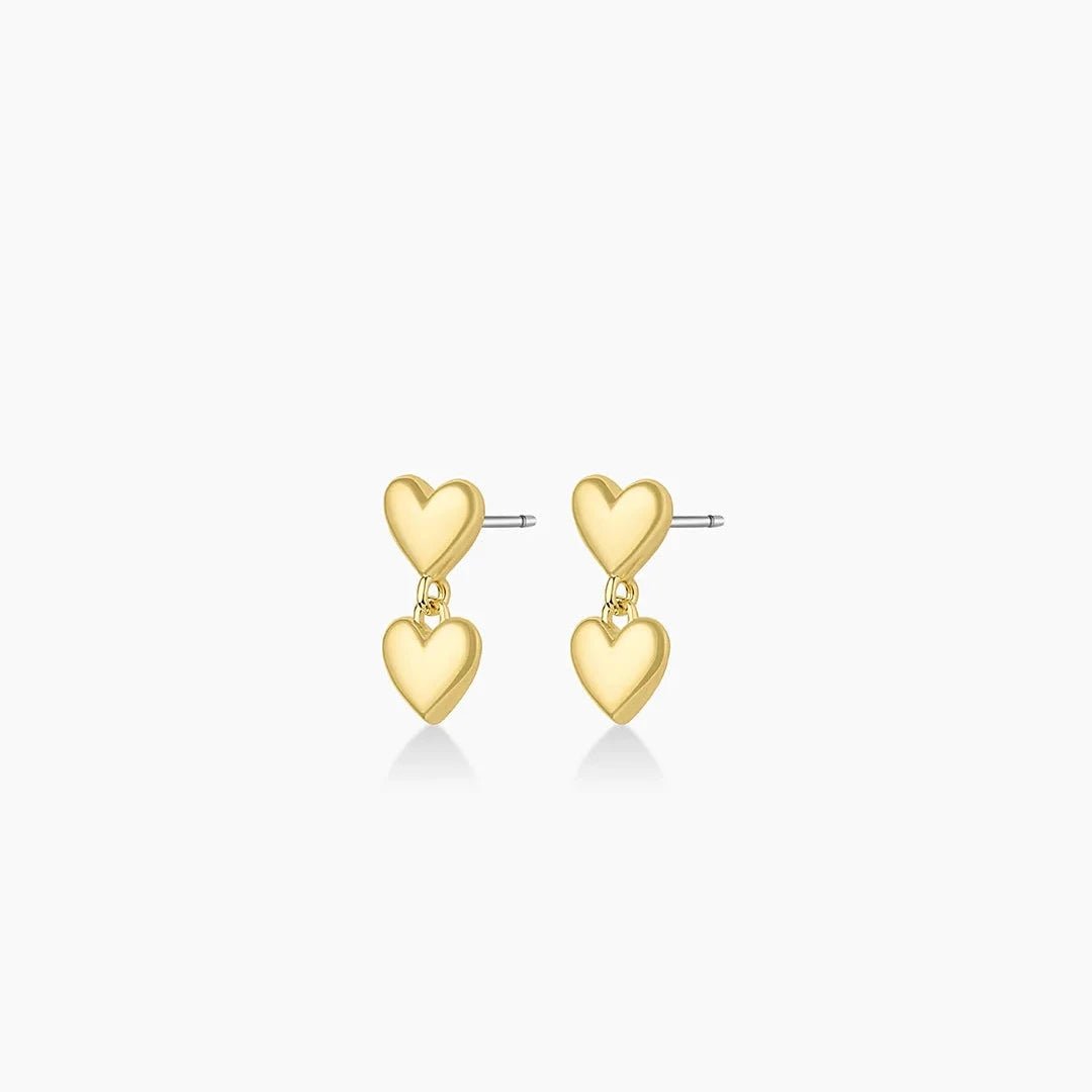 Double Heart Dangle Earrings - Acadian Estates & CustomEarrings