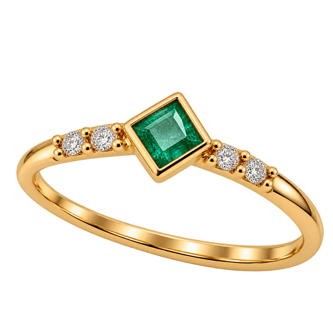 Emerald and Diamond Ring - Acadian Estates &amp; CustomRing
