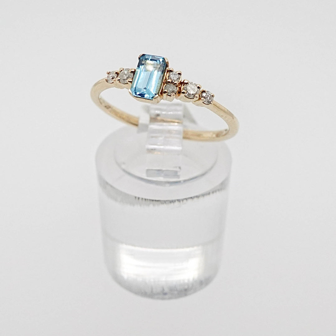 Emerald Blue Topaz Ring with Diamond Accent - Acadian Estates &amp; CustomRing