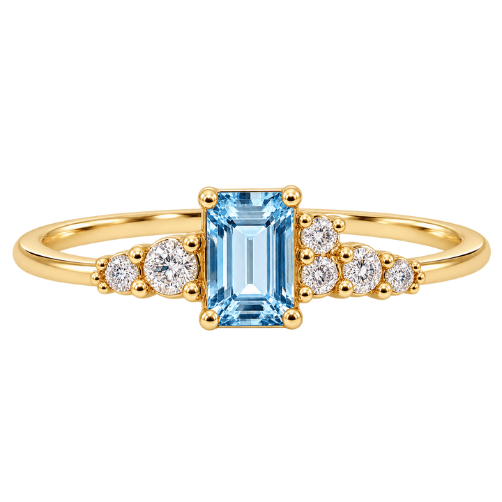 Emerald Blue Topaz Ring with Diamond Accent - Acadian Estates &amp; CustomRing