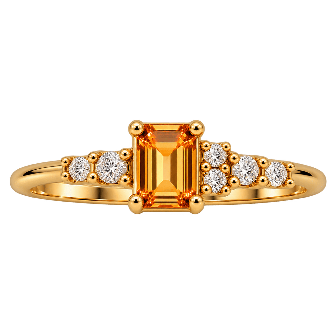 Emerald Citrine Ring with Diamond Accent - Acadian Estates & CustomRing