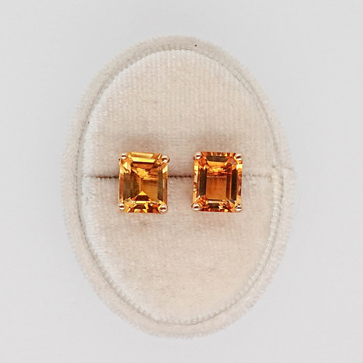 Emerald Cut Citrine Stud Earrings - Acadian Estates &amp; CustomEarrings
