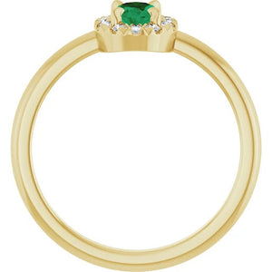 Emerald Ring with Diamond Halo - Acadian Estates & Custom