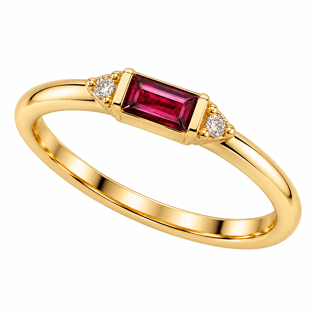 Garnet Ring with Diamond Accents - Acadian Estates & CustomRing