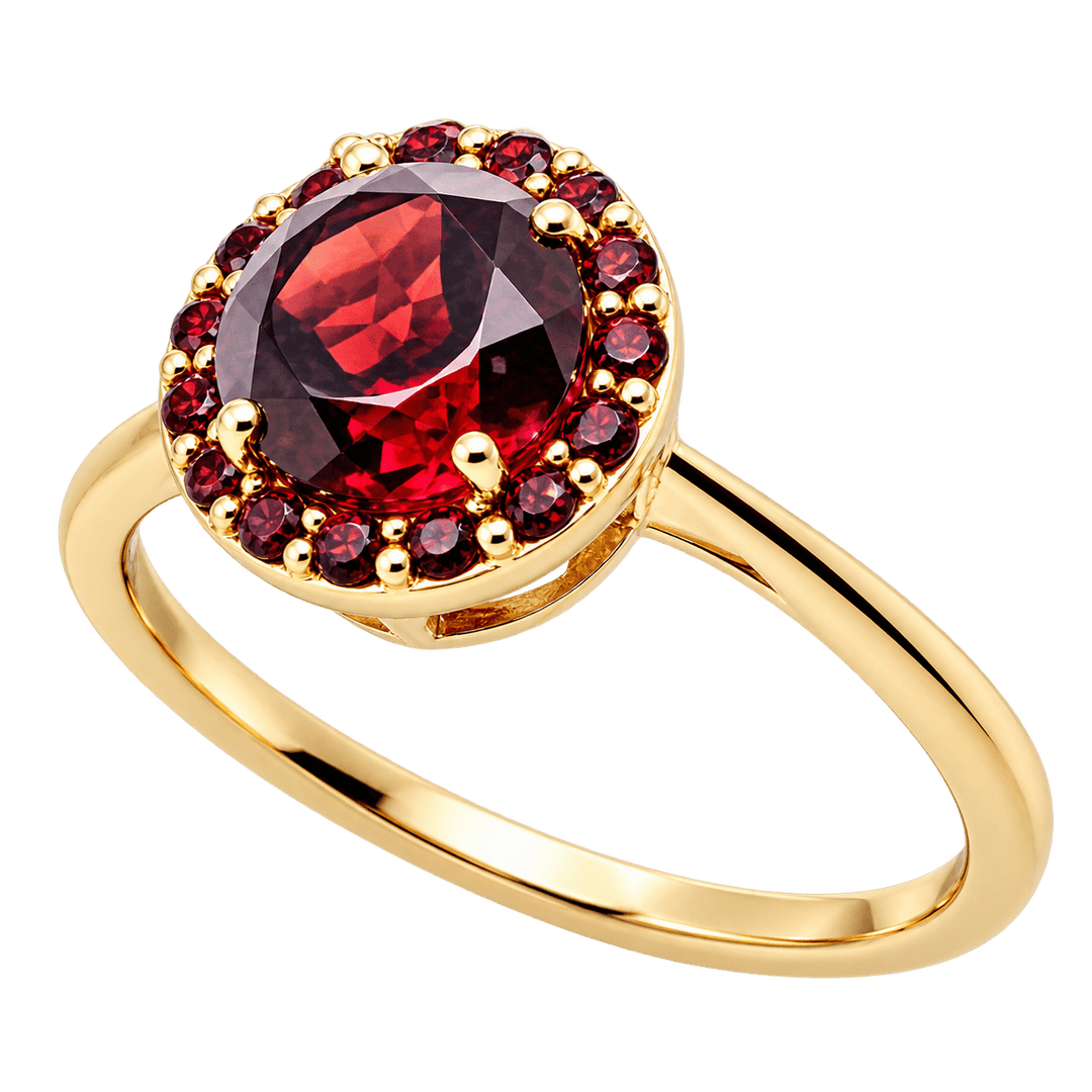 Garnet Ring with Halo - Acadian Estates & CustomRing