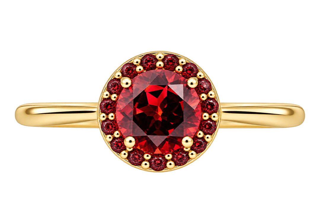 Garnet Ring with Halo - Acadian Estates &amp; CustomRing