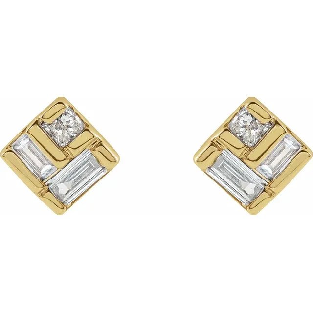 Geometric Diamond Earrings - Acadian Estates & Custom