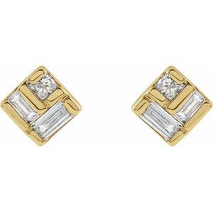 Geometric Diamond Earrings - Acadian Estates & Custom