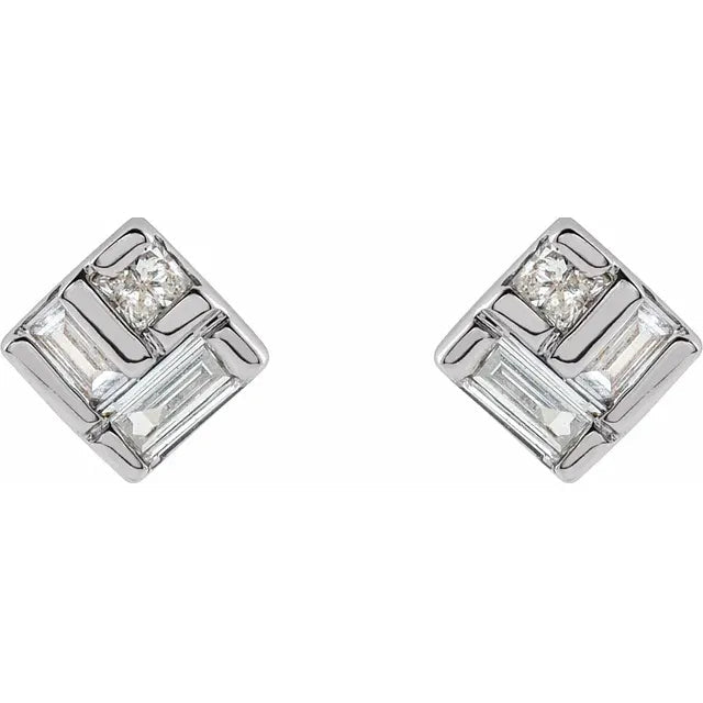 Geometric Diamond Earrings - Acadian Estates & Custom