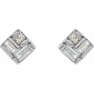 Geometric Diamond Earrings - Acadian Estates & Custom