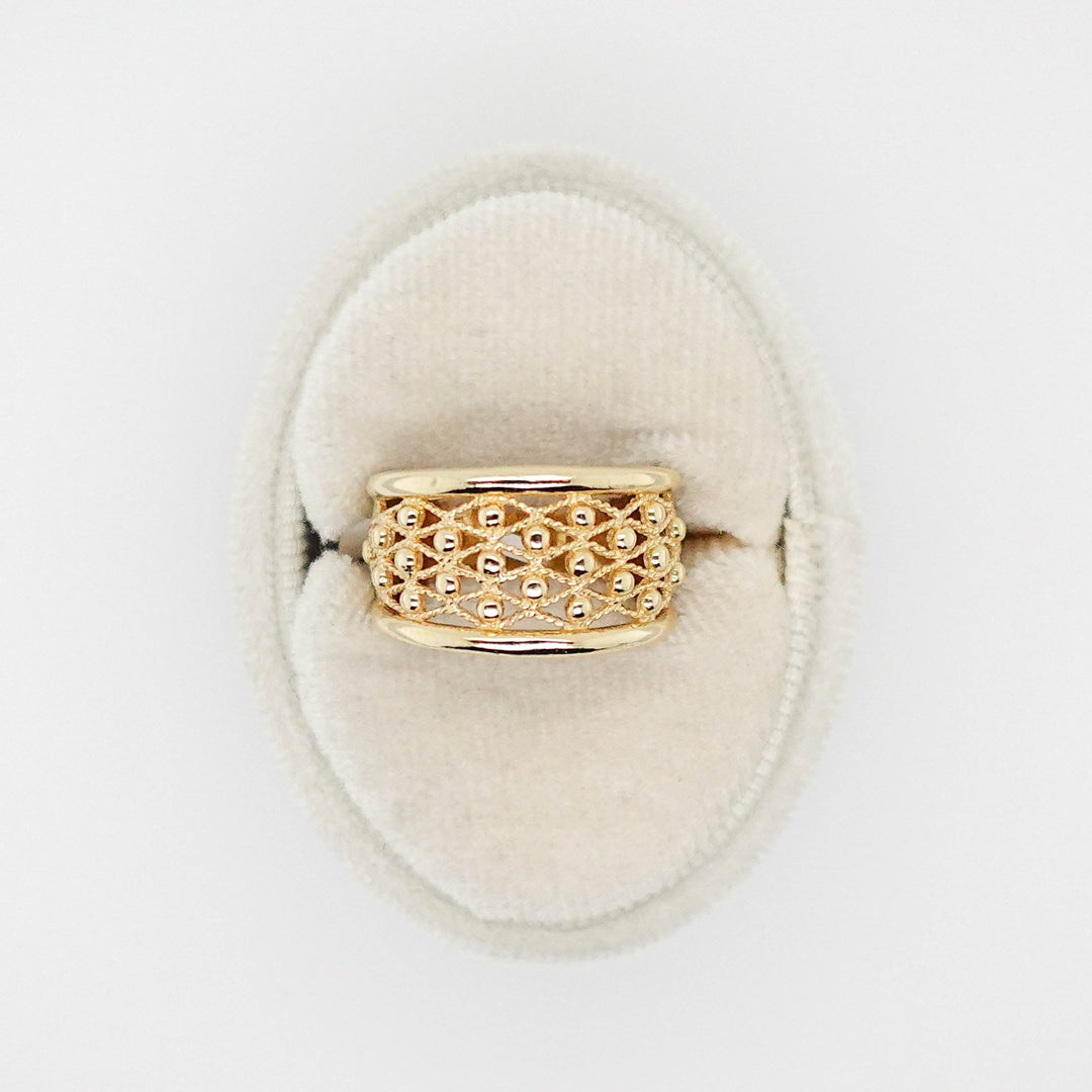 Gold Mesh Ring with Bead Detail - Acadian Estates & CustomRing
