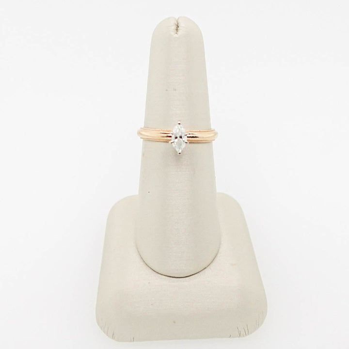 Gold Milgrain Band with Marquise Diamond - Acadian Estates &amp; CustomRing