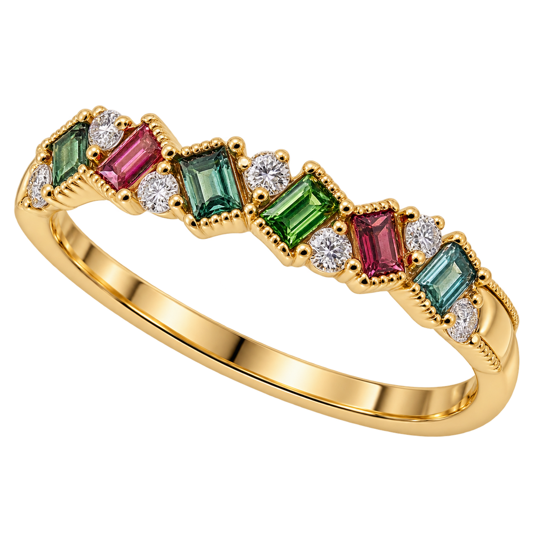 Green Gold Tourmaline and Diamond Ring - Acadian Estates & CustomRing
