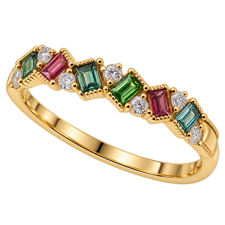 Green Gold Tourmaline and Diamond Ring - Acadian Estates &amp; CustomRing