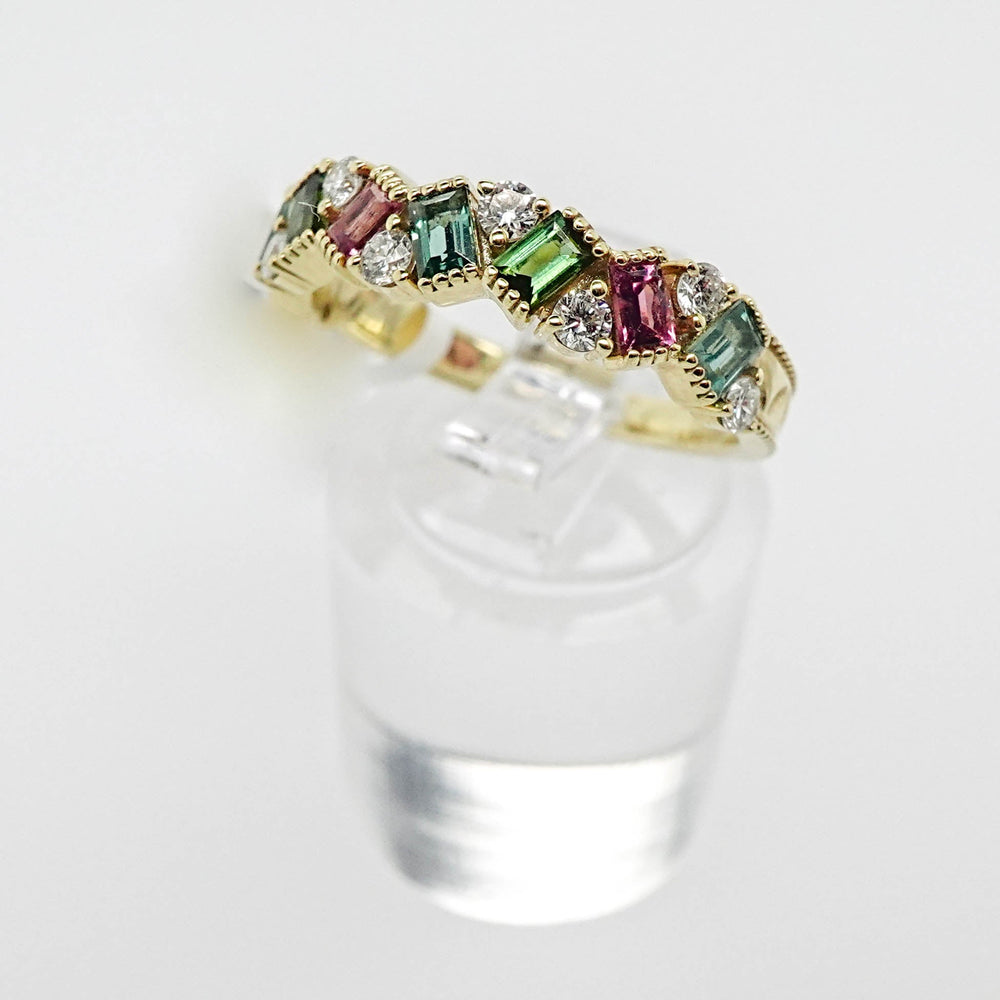 Green Gold Tourmaline and Diamond Ring - Acadian Estates & CustomRing