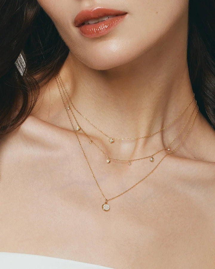 Half Bezel Pave Lab Grown Diamond Necklace - Acadian Estates &amp; Customnecklace