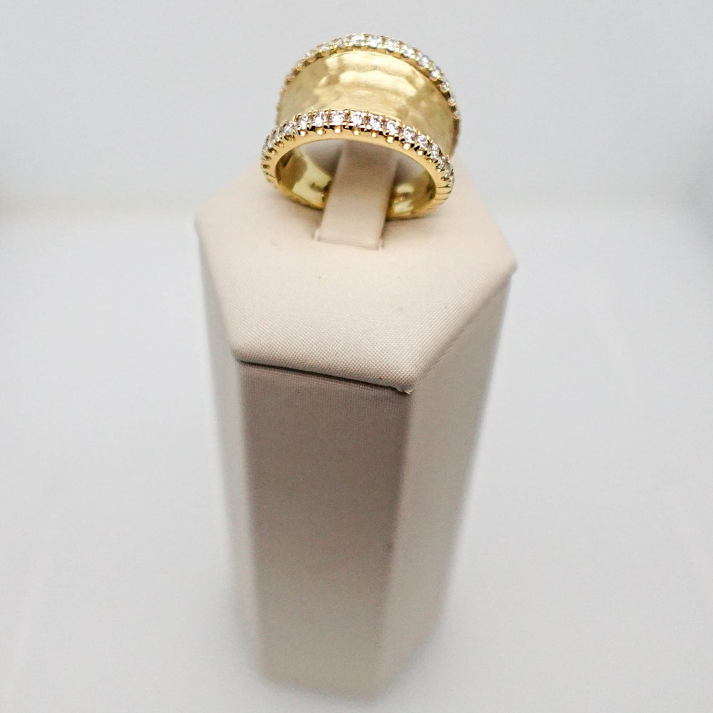 Hammered Satin Ring with Diamonds - Acadian Estates & CustomRing
