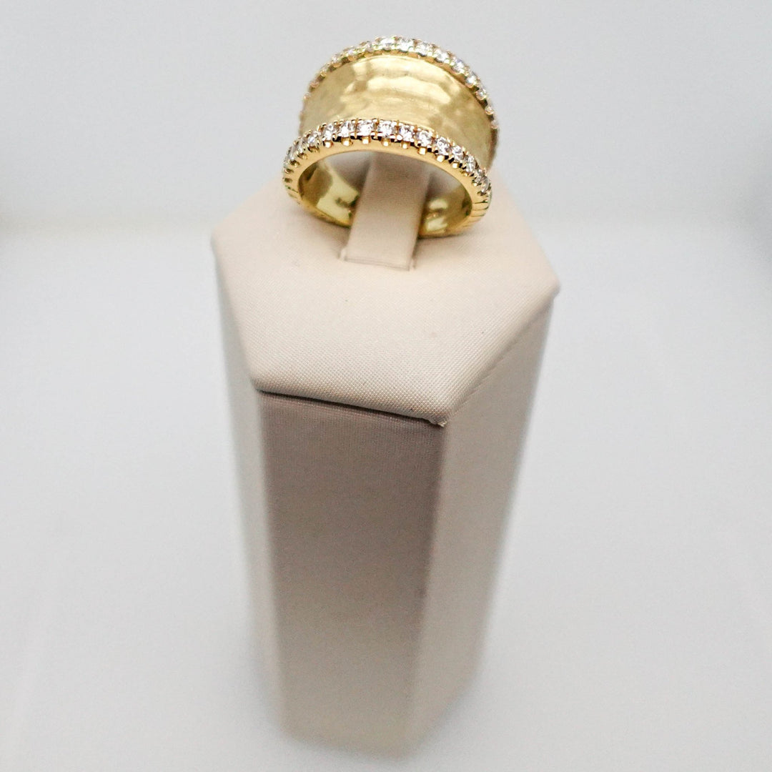 Hammered Satin Ring with Diamonds - Acadian Estates &amp; CustomRing