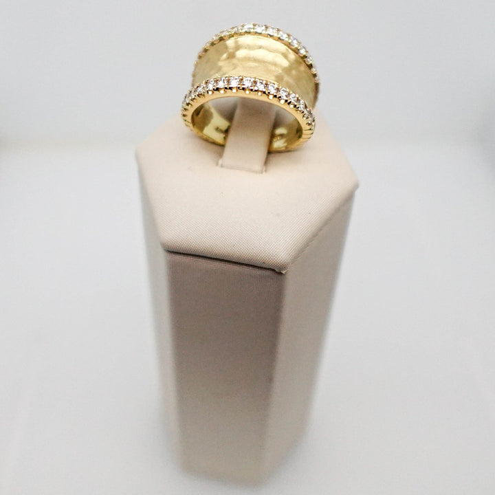 Hammered Satin Ring with Diamonds - Acadian Estates &amp; CustomRing