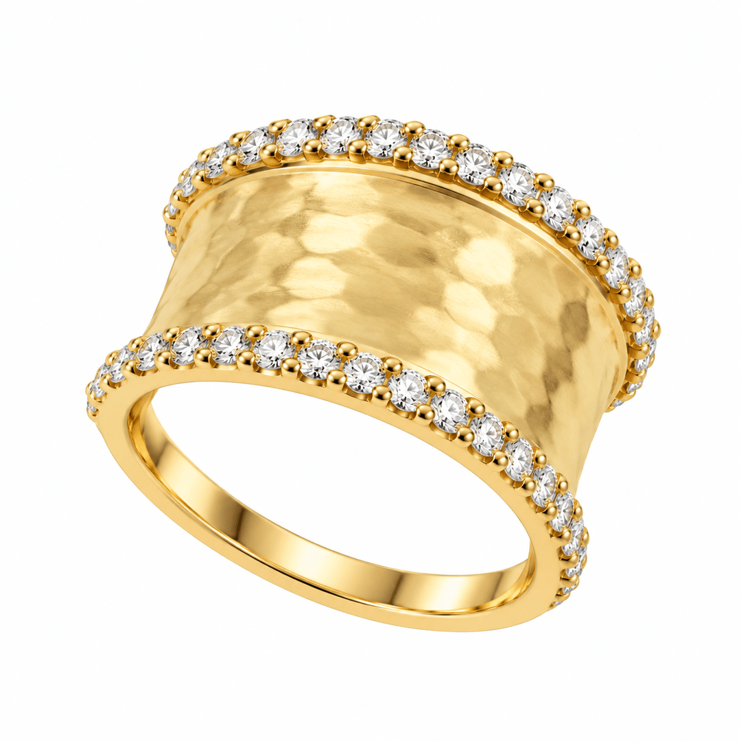 Hammered Satin Ring with Diamonds - Acadian Estates &amp; CustomRing