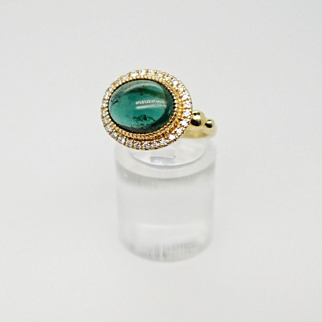 Indicolite Ring with Diamond Halo - Acadian Estates &amp; CustomRing
