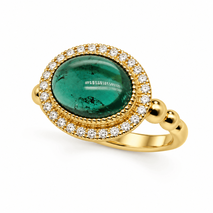 Indicolite Ring with Diamond Halo - Acadian Estates &amp; CustomRing