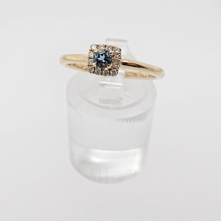 London Blue Topaz Ring with Diamond Halo - Acadian Estates &amp; CustomRing
