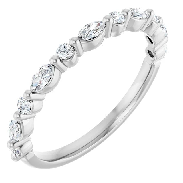 Marquise and Round Anniversary Band - Acadian Estates &amp; Custom