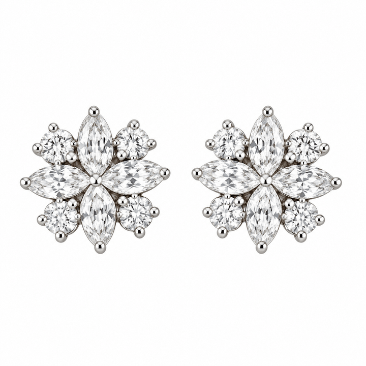 Marquise and Round Diamond Studs - Acadian Estates &amp; CustomEarrings