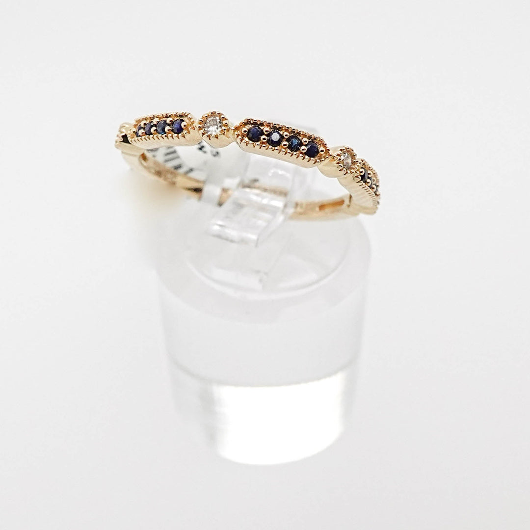 Milgrain Diamond and Sapphire Band - Acadian Estates &amp; CustomRing