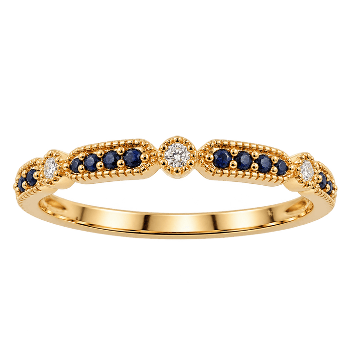Milgrain Diamond and Sapphire Band - Acadian Estates &amp; CustomRing