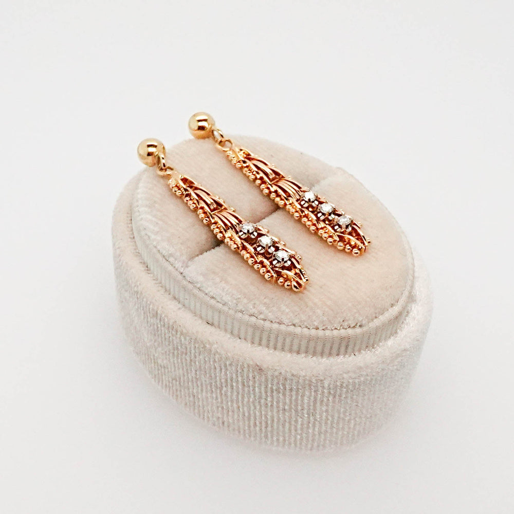 Millgrain Diamond Dangle Earrings - Acadian Estates & CustomEarrings