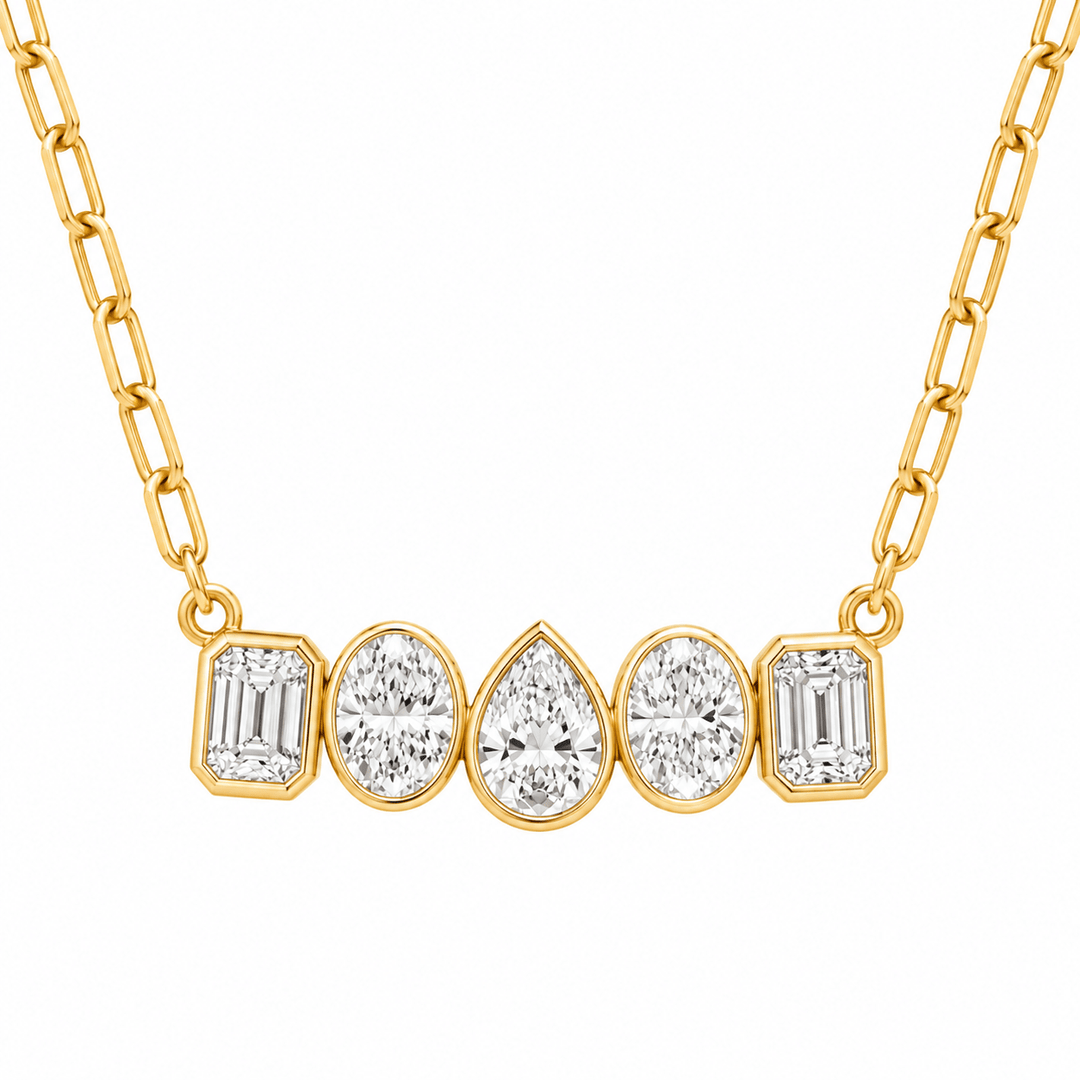 Multi Shape Diamond Bar Necklace - Acadian Estates & Customnecklace