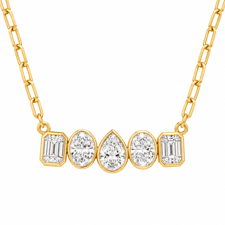 Multi Shape Diamond Bar Necklace - Acadian Estates &amp; Customnecklace