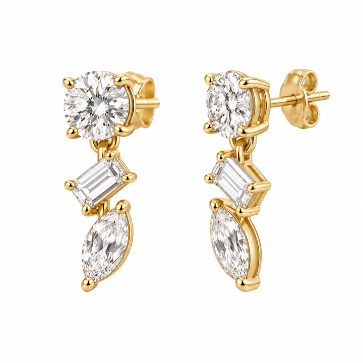 Multi-Shape Diamond Dangle Earrings - Acadian Estates &amp; CustomEarrings